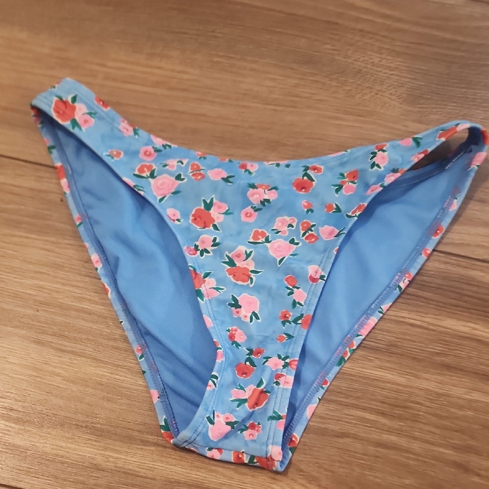 wild fable Light Blue Bikini Bottom with Pink Floral Detail